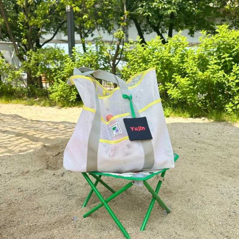 New Arrival ((68) Ins Large Capacity Beach Bag Fitness Swimming Storage Bag Outdoor Portable Toy Storage Mesh Bag Leisure Shoulder Bag T250303