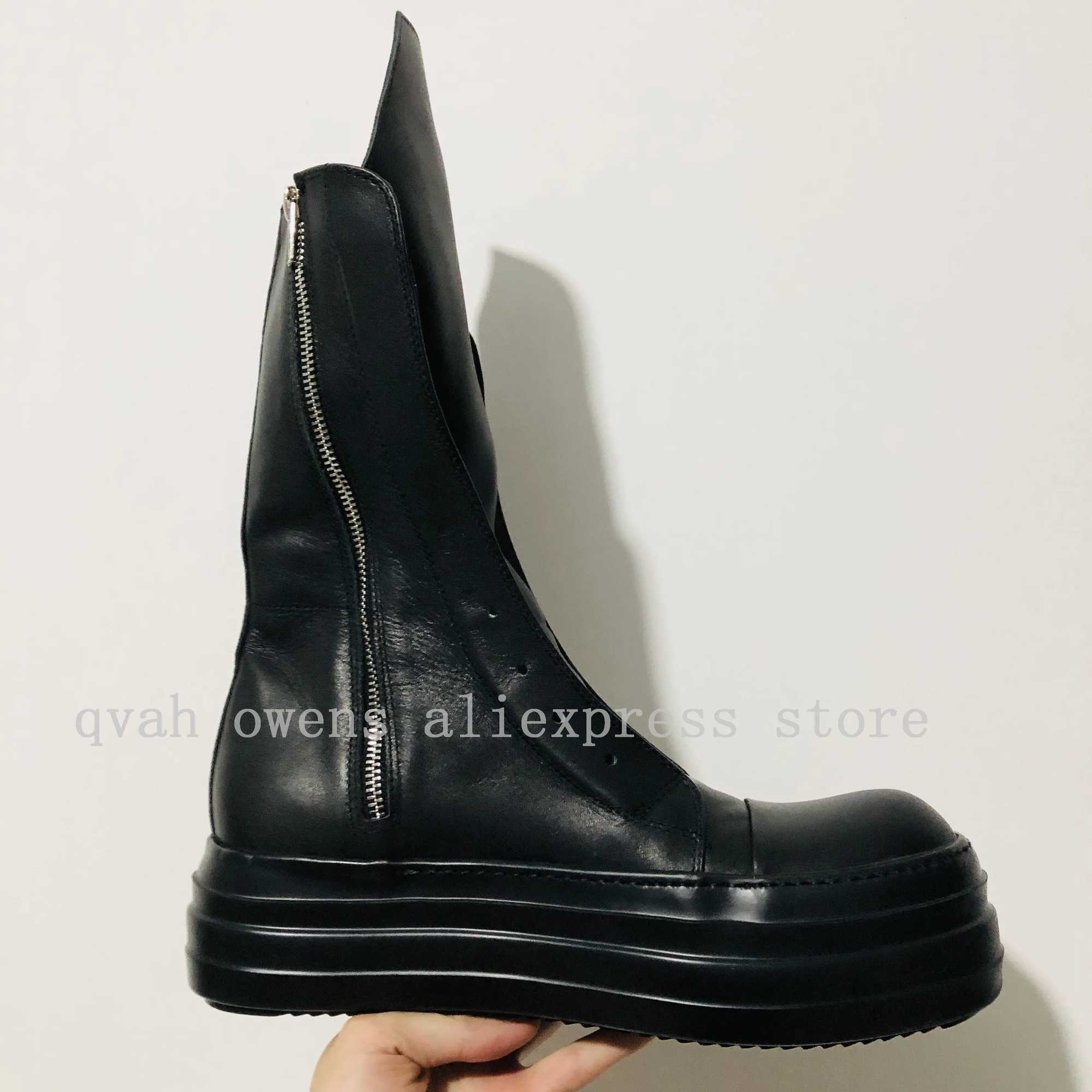 Mens High Top Platform Boots Lace Up Zip Genuine Leather Luxury Trainers Sneakers High Street Autumn Black Designer Shoes Z250303