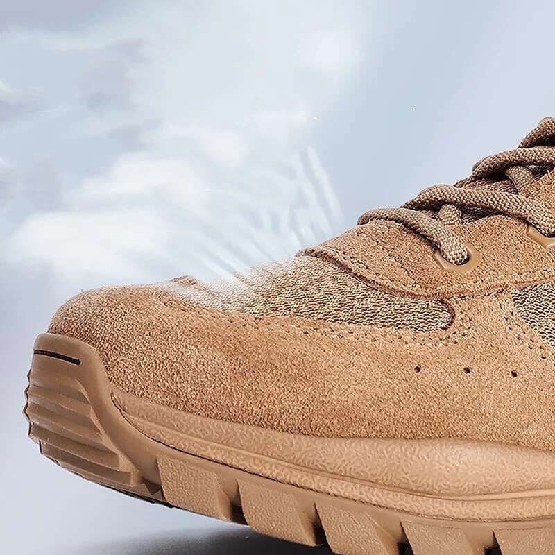 Summer Brown Tactical Combat Men's Ultra Light Mesh Breathable Zipper Work Training Boots Outdoor Climbing Hiking Shoes