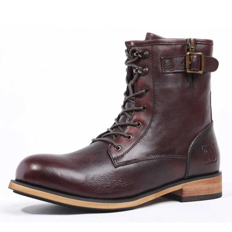 2024 Autumn New Mens Ankle Chelsea Boots Luxury Genuine Leather Lace Designer Mens Work Shoes Handmade Leather Botas Z250303