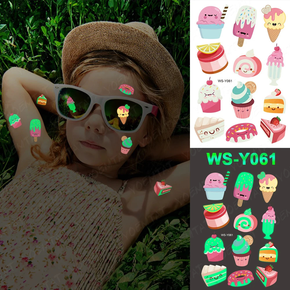 Childrens luminous tattoo stickers unicorn stars temporary waterproof tattoos body art childrens Halloween cartoon 250219