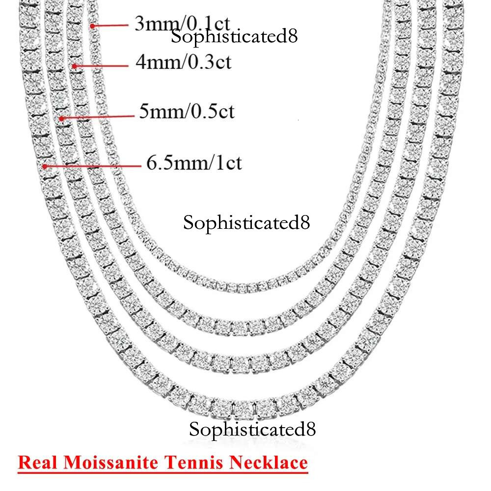 Serenity D Color VVS1 Moissanite Tennis Necklace Women Men S Sterg Sier Sparkg Neck Chain Plated Hip hop Jewelry