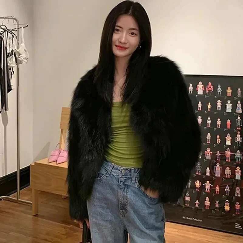 Faux Coat Women Clothing Y2K Autumn New Fashion Casual Imitation Fox Fur Jacket Crop Loose All Match Warm Female Winter Top