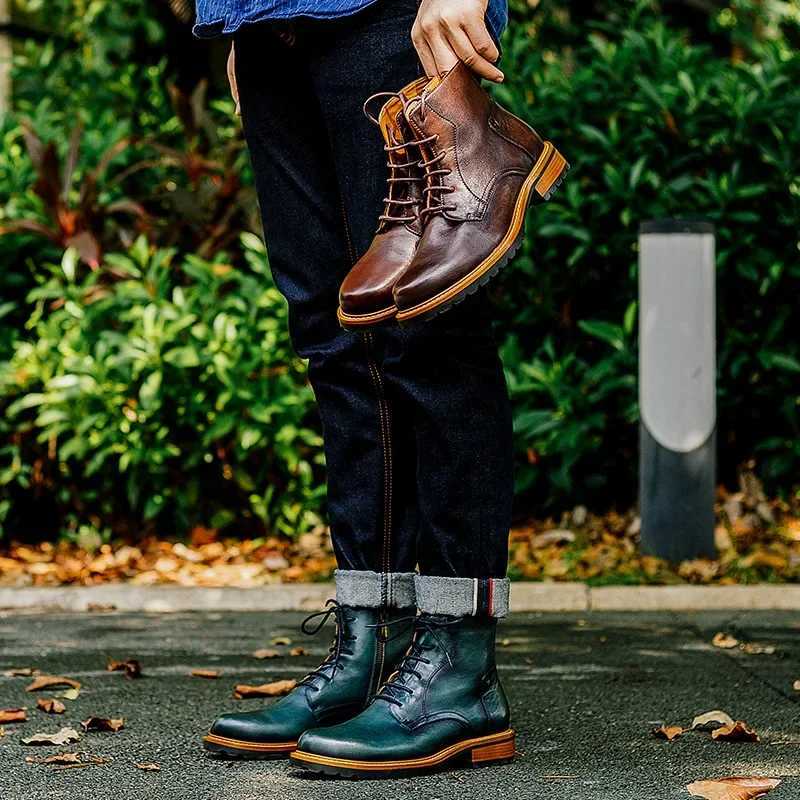 Mens Genuine Leather Boots Luxury Handmade Quality 2025 Winter British Style Warm Ankle Black Wedding Social Shoes Man Z250303