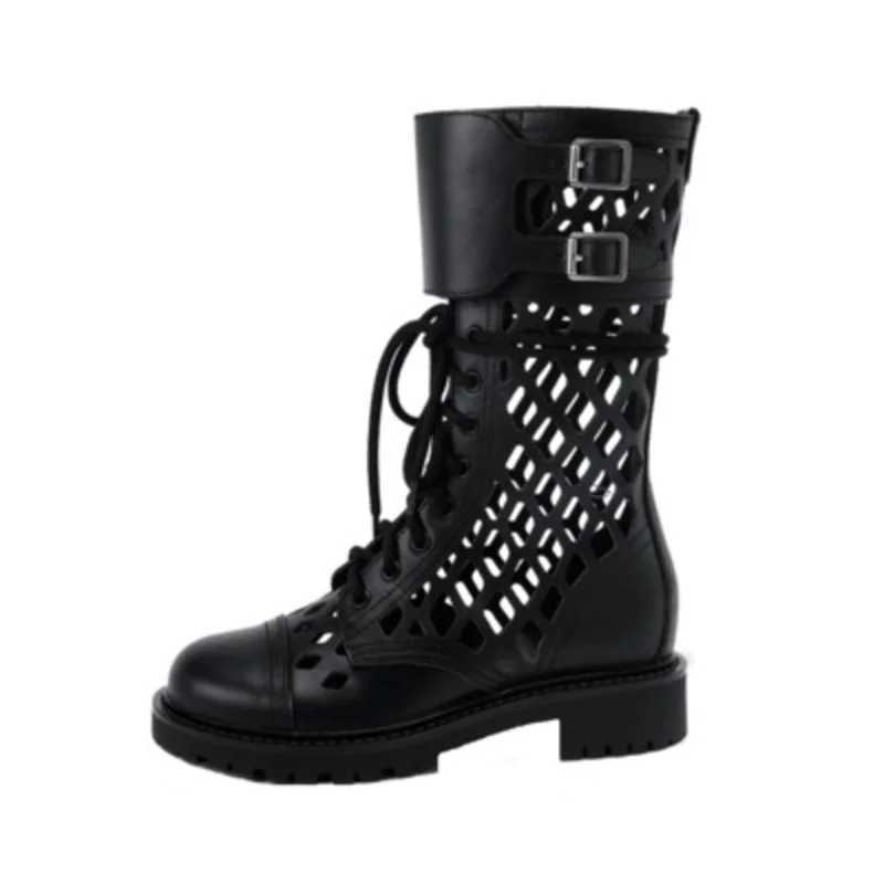 2021 Spring Autumn Fashion Boots Womens Summer Cool Edition White Medium Boots Leather UK Single Boots Q230 Z250303