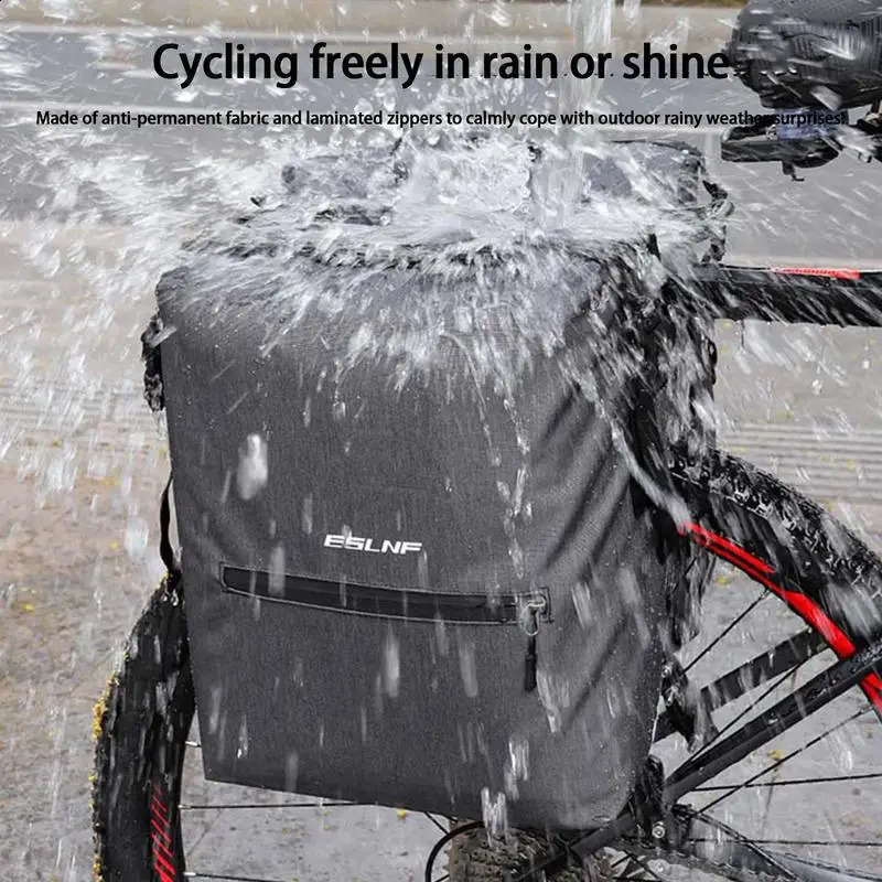 Ship from US Portable Waterproof Bicycle Bag 28L Rear Rack Trunk Bike Luggage Tail Seat Pannier Double Bag 250228FBB