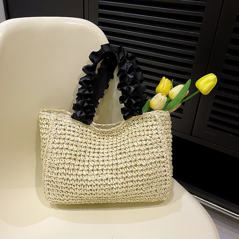 2025 Summer Straw Handbag Ins Wind Seaside Resort Handmade Woven Fashion Handheld Single Shoulder Underarm Bag #swissmilitary