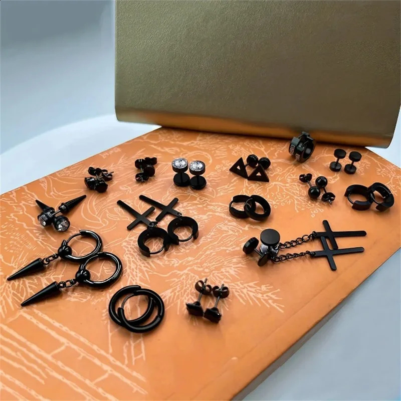 30pcs 316L Stainless Steel Cross Stud Earrings Set for Men WomenTragus Spiral Ear Cartilage Hypoallergenic Piercing Jewelry 250228