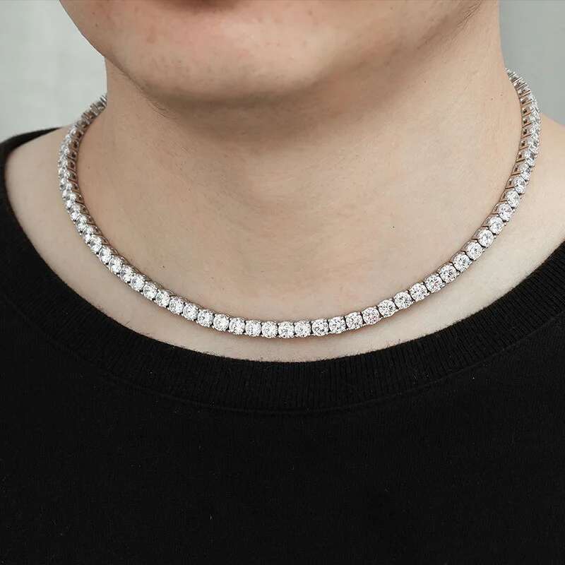 Smyoue 100% S Sterg Sier 4mm Moissanite Tennis Chain Sparkg Lab Dia Necklace Fine Jewelry Certificated