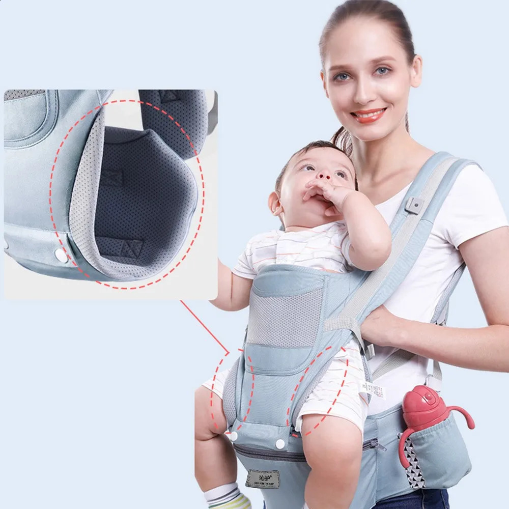 Baby Waist Stool With Storage Bag Kangaroo Shoulder Swaddle Sling Infant Kid Wrap Ergonomic Backpack Hipseat 250221