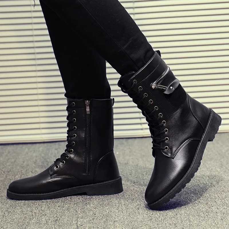 2023 Mens Platform Boots Thick Bottom Lace Mens Boots Autumn Spring Womens Couple Boots Z250303