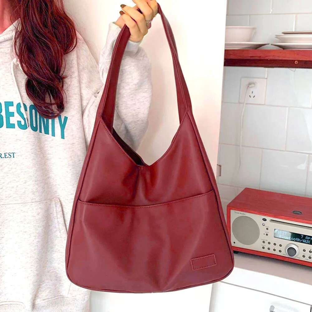 Women Vintage Hobo Casual PU Leather Shoulder Large Capacity Retro Tote Handbag Soft Underarm Fall Winter Bag