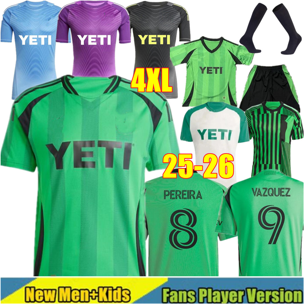 2025 2026 Austin FC Soccer Jersey 25/26 Football Shirt Primary Home Green Las Voces Away White Tan Armadillo VAZQUEZ PEREIRA BUKARI GALLAGHER maillot de foot man kids