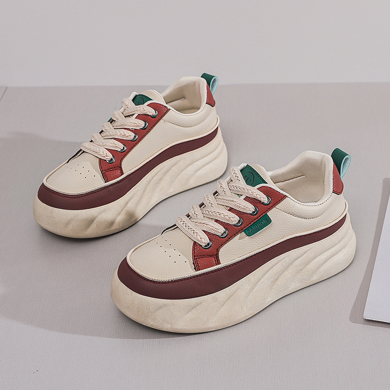 2025 Spring summer Designer s New White Shoes For Women s Outdoor Leisure Thick Soled Height Increasing Sports Board Casual Shoes