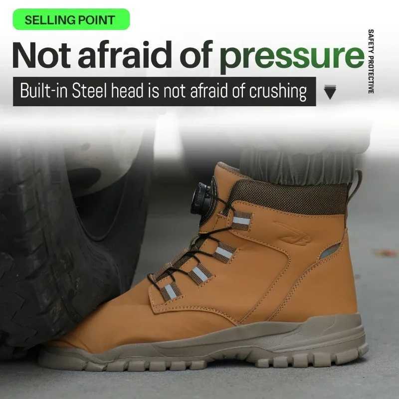 New Fashion 2024 Waterproof Security Work Safety Boots Protective Leather Boots Anti-smash Anti-puncture Industrial Shoes Z250303