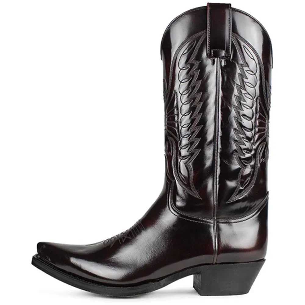 Luxury mens denim boots knight shoes leather embroidered mid heel motorcycle boots 2023 new casual western boots Botas Z250303