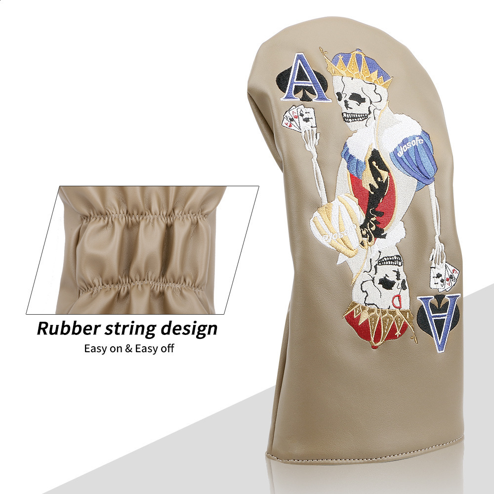 Golf Wooden Club Cover Club Hat Cover Exquisite Skull Playing Card Embroidered Head Protection Cover Selling 241115