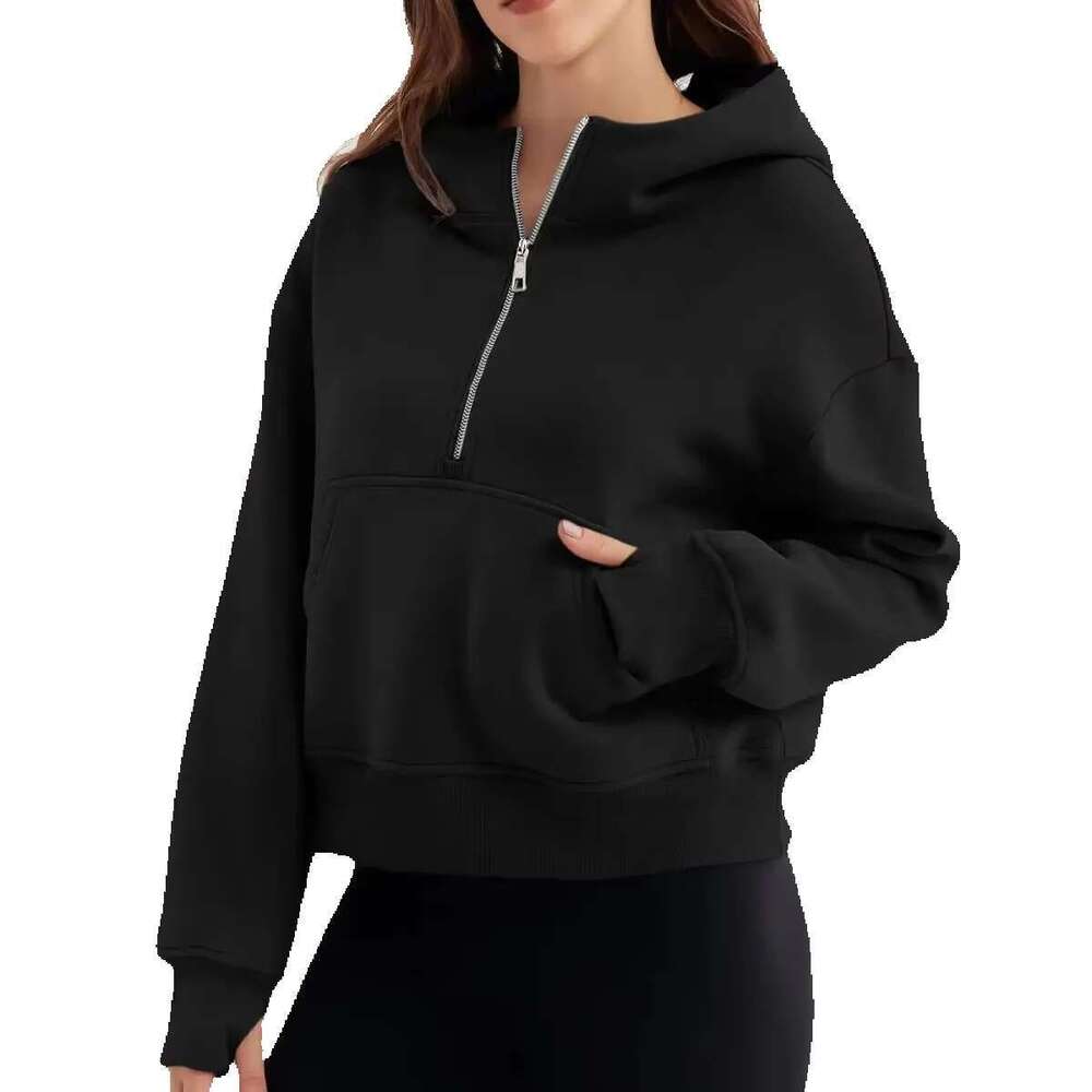 Cheap Factory Price American Autumn And Winter New Hooded Half Zipper Thicken Blank Hoodies For Women