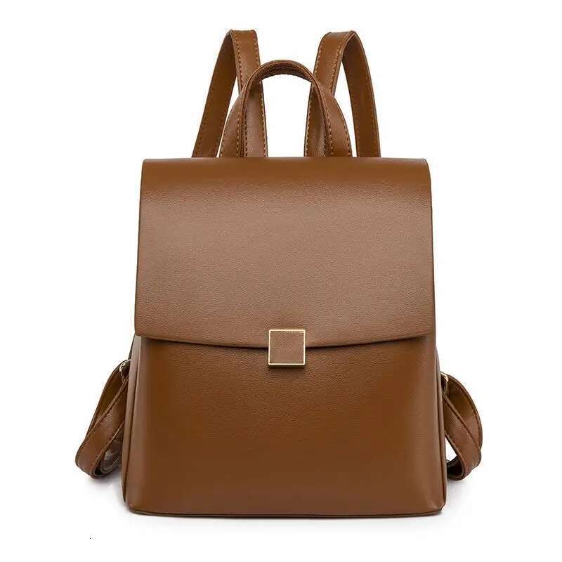 Women's Bags Design Quality Leather Women's Backpack Winter New Solid Color Ladies Anti Theft Travel Bagpack Student School Bag