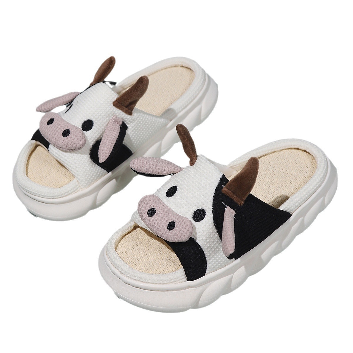 Hot new free shipping designer slippers for womens mens flat slippers black withe brown Linen slippers cute cartoon indoor home anti slip