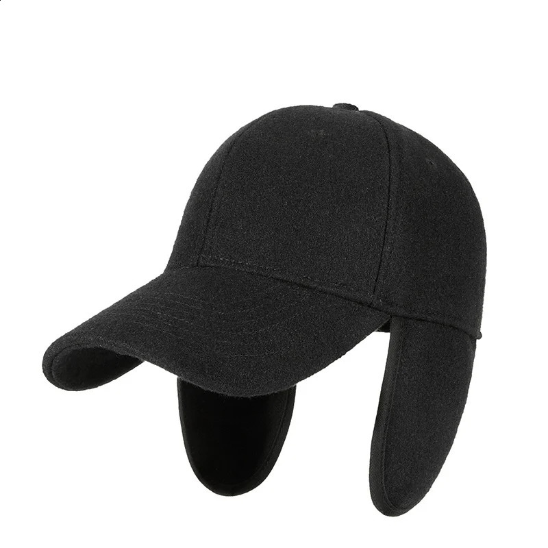 Dad Winter Bomber Hat Adult Ski Thick Warm Fleece Lining Felt Sport Hat Big Head Man Plus Size Wool Baseball Cap 55-59cm 60-65cm 250228