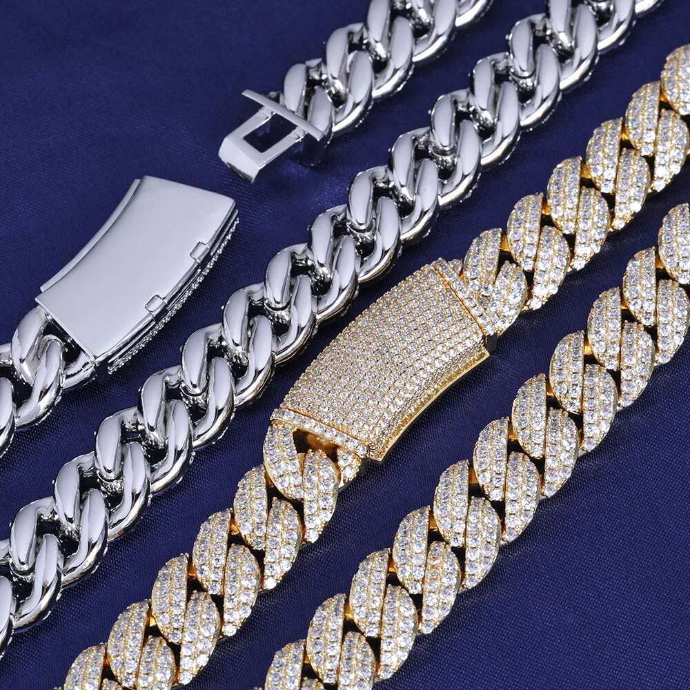 13mm k Necklaces Miami Cuban Chain for Man Women Iced Out Shiny Inlaid Zircon Hip Hop Jewelry