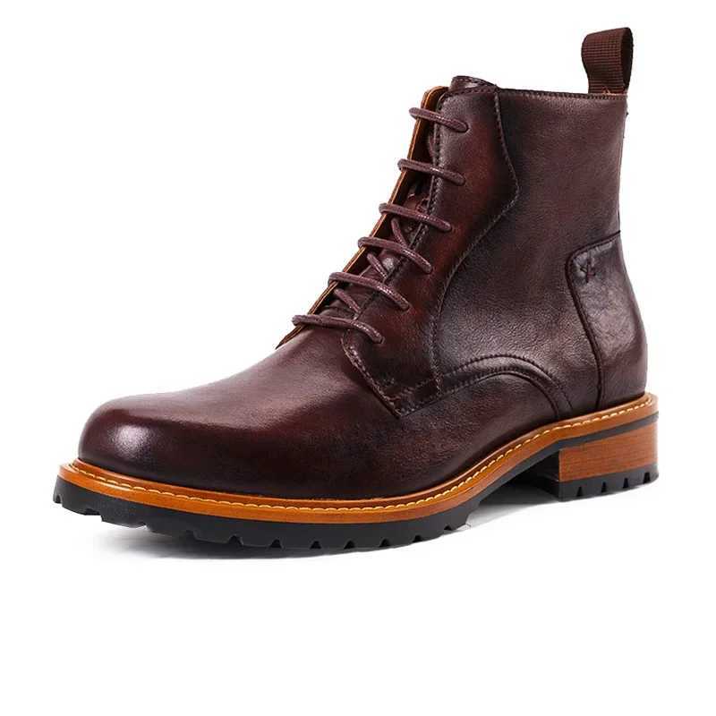 Mens Genuine Leather Boots Luxury Handmade Quality 2025 Winter British Style Warm Ankle Black Wedding Social Shoes Man Z250303