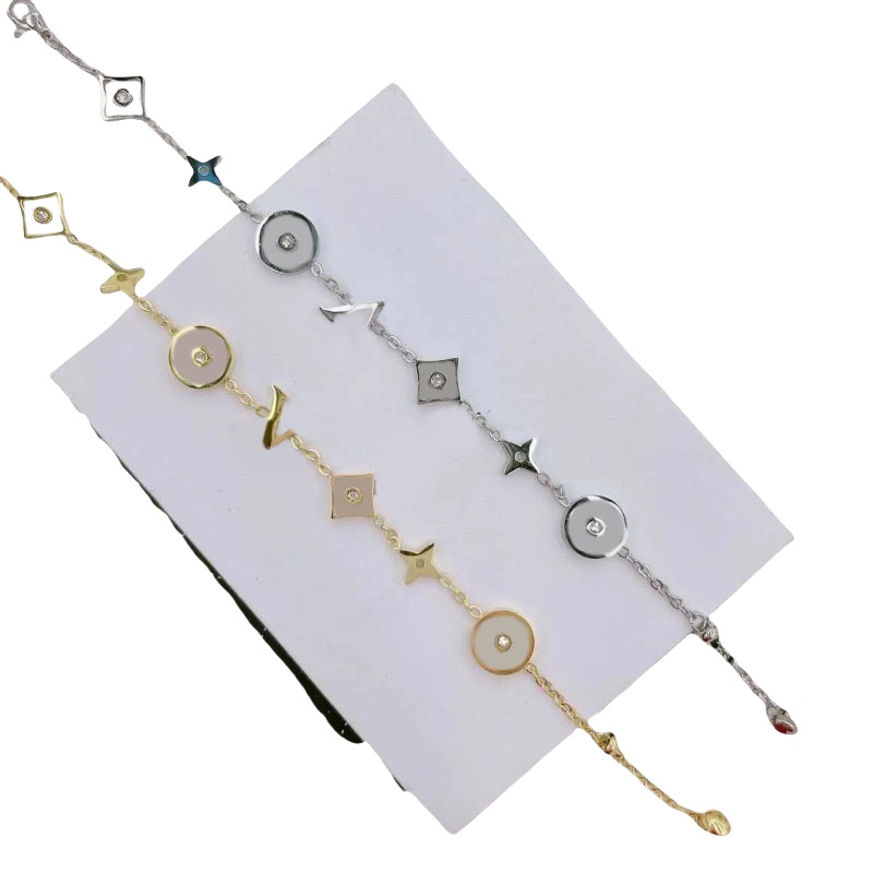 Dainty jewelery designer bracelet women high grade bracelet men letters flower pattern luxury plated gold bracelet women evening party go09