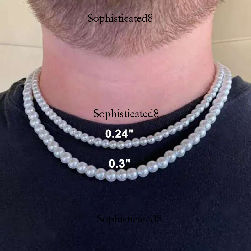 Cool Artificial White Pearl Necklace 1 Pcs Choker Beaded Chain for Men and Women Fashion Jewelry Gift