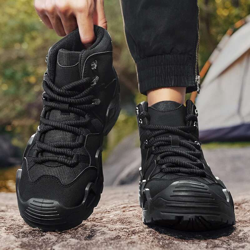 Men's Outdoor Hiking Anti Slip Training Work Green Thick Soled Sports Shoes 2025 New Autumn and Winter Boots