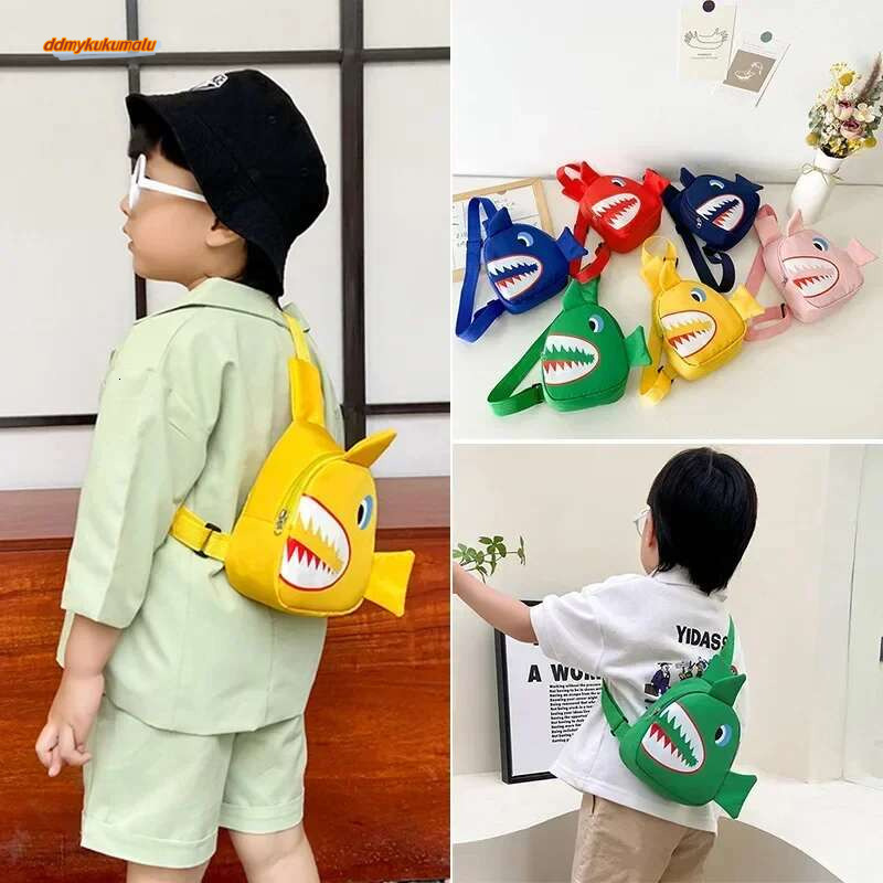 Pattern Children Waterproof Nylon Crossbody Chest Cartoon Shark Waist Bag for Boys Girls #ddmykukumalu