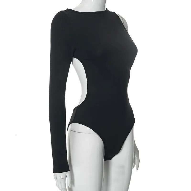 Women's Wear Streetwear Y2k Sexy One Shoulder Long Sleeve Backless Skinny Jumpsuit Ladies Aesthetic Bodycon Tops Club Party Women's Bodysuit