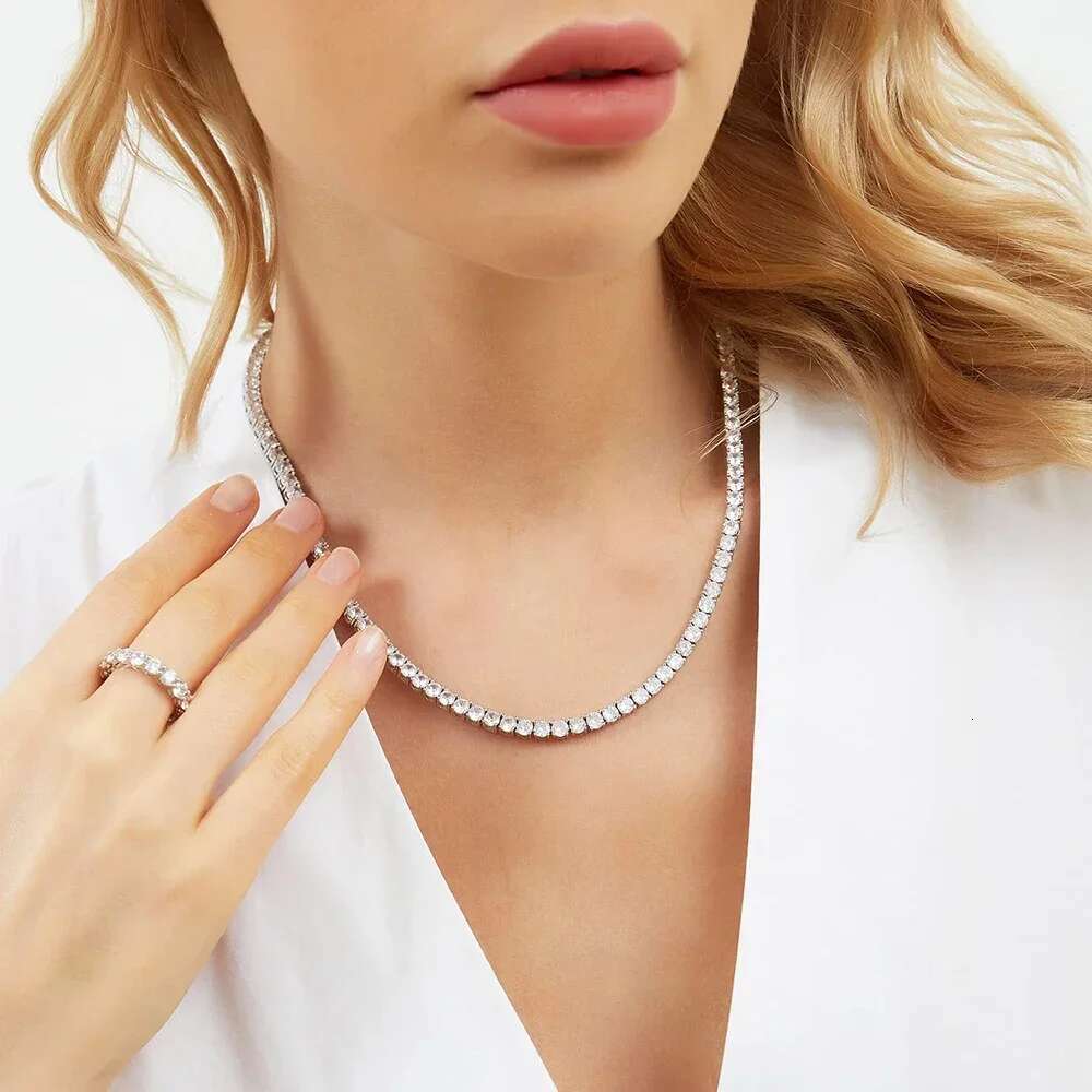 2.5-6.5mm Real Moissanite Tennis Necklace For Women Men D Color Lab Dia S Sier Neck Chain Jewelry With GRA Certificate