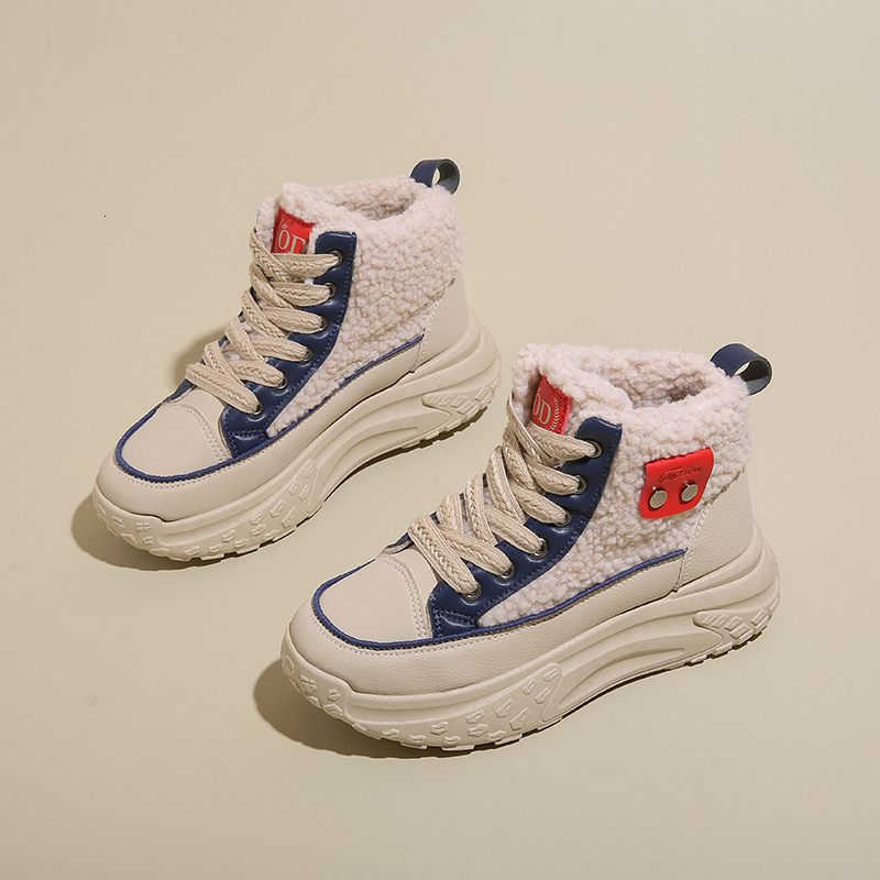 2025 Designer s New Winter Plush High Top Fashionable Women s Height Increasing Thick Soled Sports Warm And Casual Non Slip Short Boots