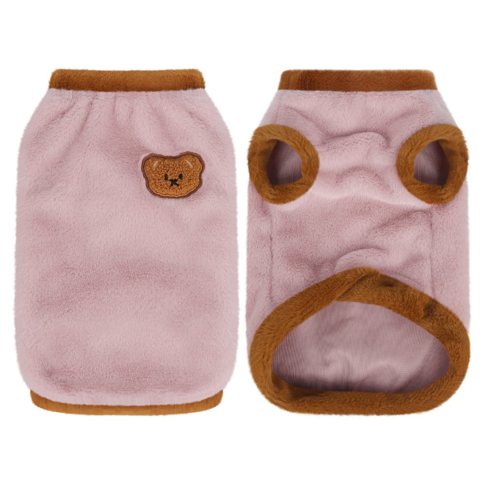 New Cat Clothes Cartoon Embroidered Rabbit Plush Cat Apparel Spring Autumn Warm Windproof Vest Pet Clothing