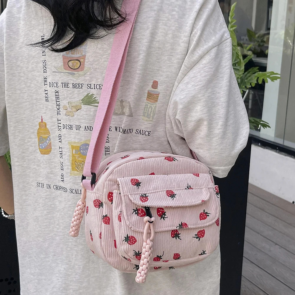 Ship from US Cute strawberry shoulder bag casual zipper fashionable cross shaped handbag womens travel work messenger 250303FBB