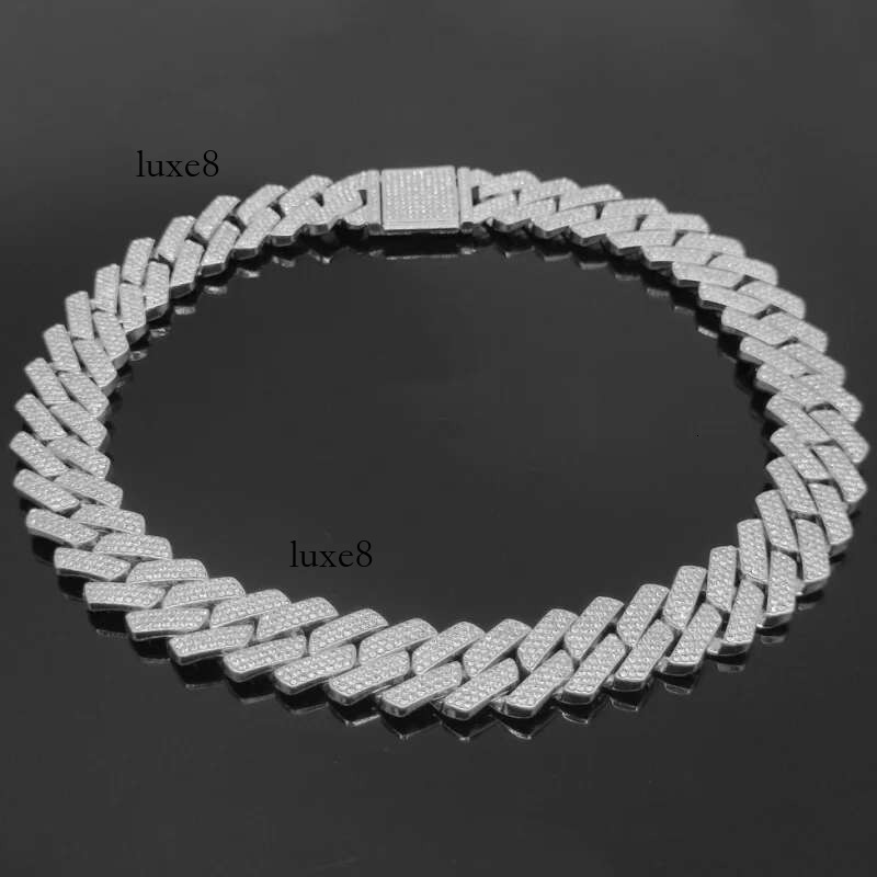 20MM Prong k Necklace HipHop Men Women Iced Out 3 Row Rhie Paved Miami Rhombus Cuban Chain Jewelry