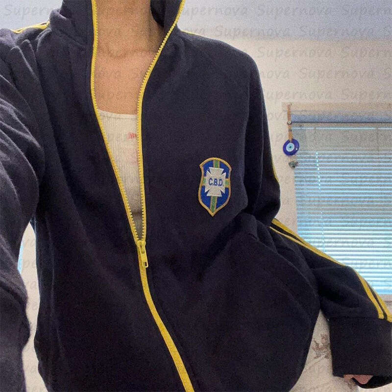 new Brazilian aesthetic couple cardigan long sleeved sweatshirt commuting letter embroidered jacket