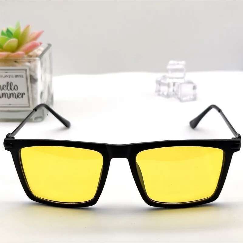 New Square Polarized Sunglasses Men Women Night Vision Yellow Lens Anti-Glare Male Driving Sun Glasses UV400 Eyewear