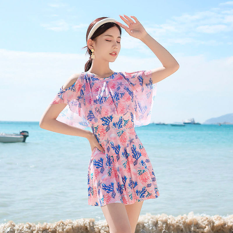 2025S designer women jumpsuit style summer new item plus size to cover the belly and show off weight conservative vacation student swimsuit