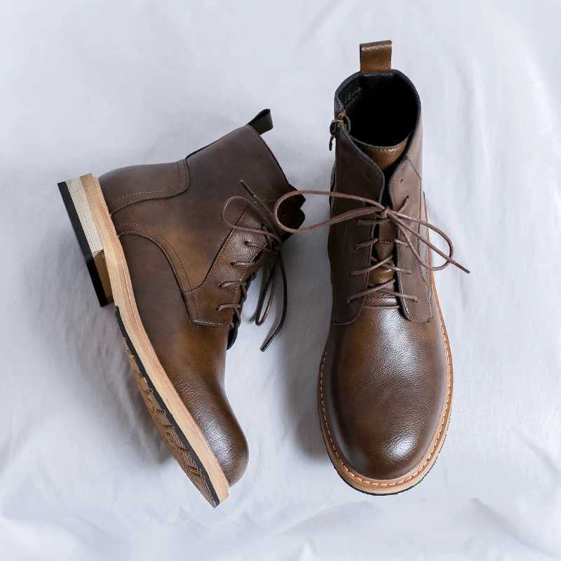 Mens Leather Waterproof Lace Up Chukka Ankle Boots Oxford Dress Boots Casual Business Work Daily Shoes For Men Z250303