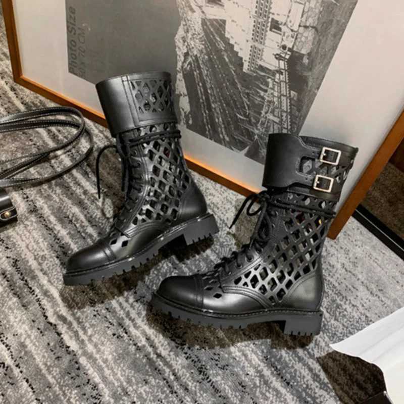 2021 Spring Autumn Fashion Boots Womens Summer Cool Edition White Medium Boots Leather UK Single Boots Q230 Z250303