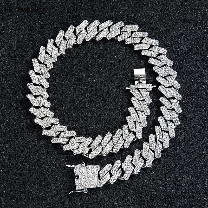 Iced Out CZ Stone Men jewelry Hip Hop Micro Pave 18mm Cuban k Chain High Quality Heavy Chunky Necklace 3 Rows Cubic Zirconia