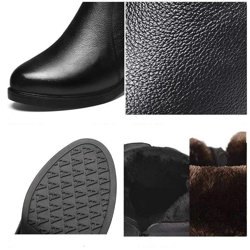 WOIZGIC women genuine leather mid calf boots female mather ladies winter fur plush warm Z250303