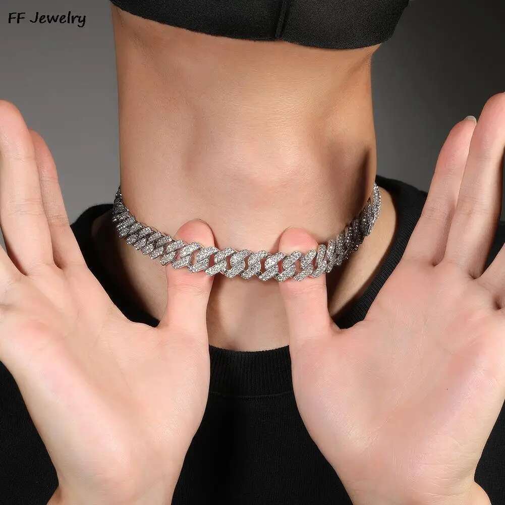 Prong k Chain Hip Hop Men iced out p chain 2/3 Row Rhie Paved Miami Rhombus Cuban Necklace