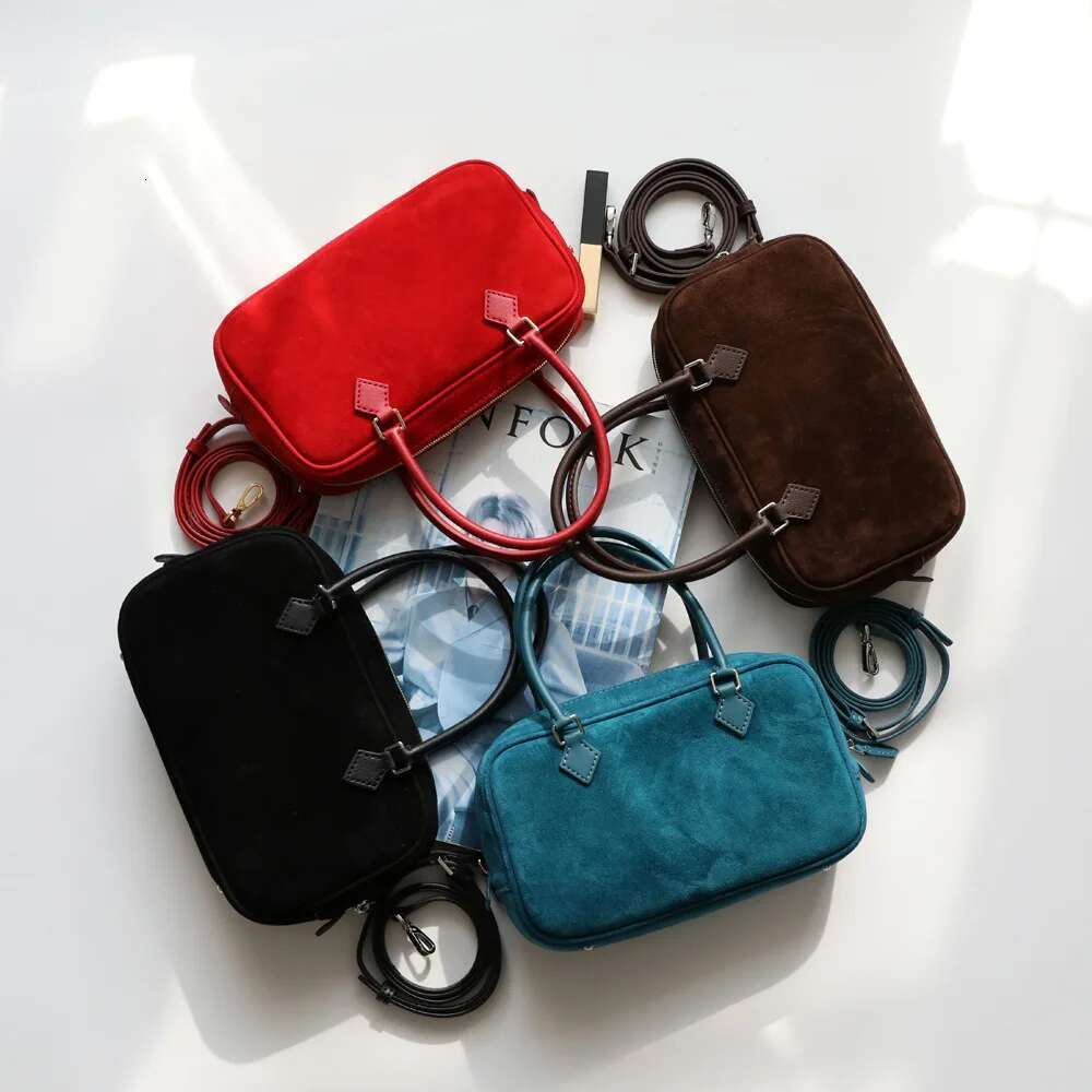 New Women Cowhide Boston Simple & Versatile Fashion Handheld Crossbody One Shoulder Bag