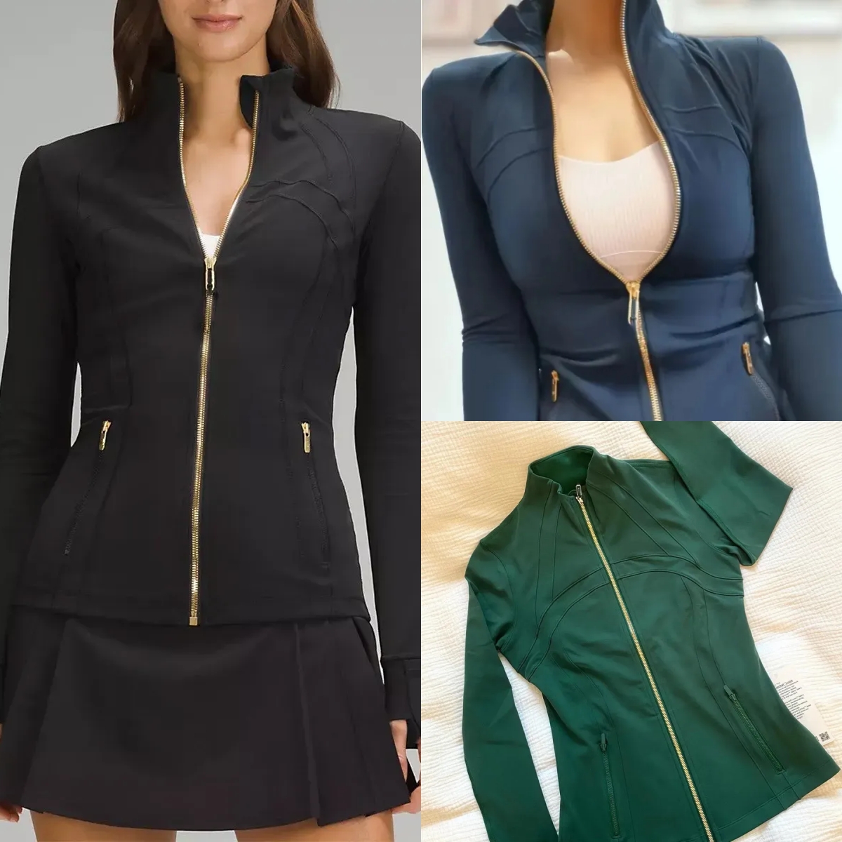 2025 5A Women Yoga Golden zipper Jacket Womens Sports Jacket Workout Sports gym Coat Fitness Jackets Sports Quick Dry Activewear Solid Lululiness Lemonly jackets