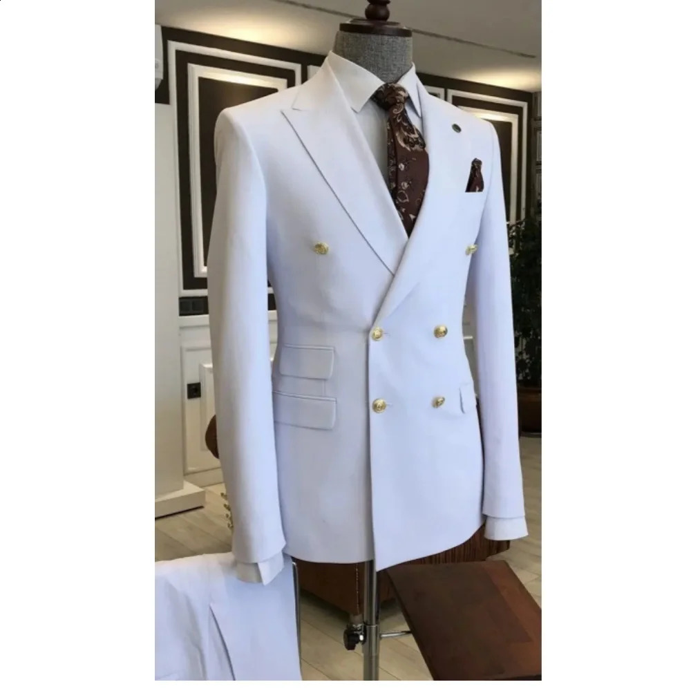 Mens suit with lapel double breasted custom wedding man tuxedo PROM for men 250224