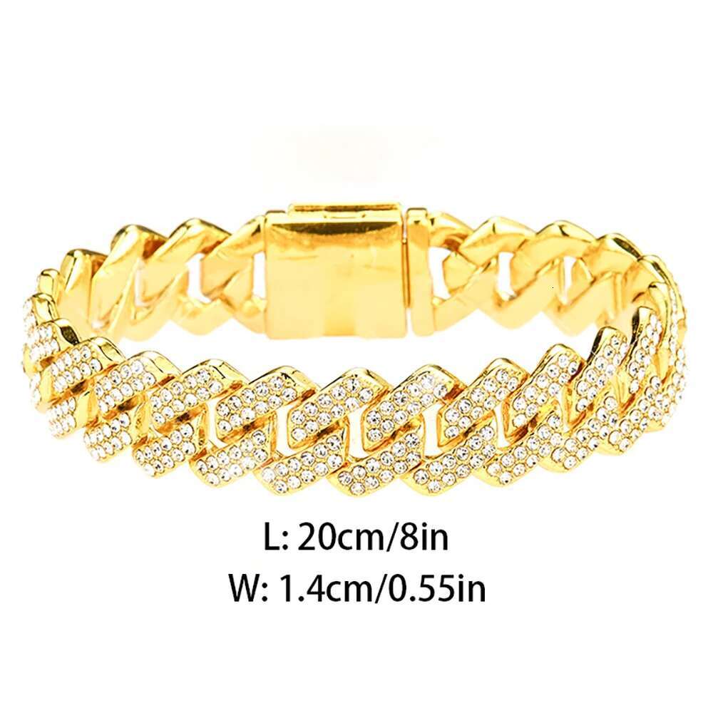 Hip Hop Shiny 15MM k Women Men Sier Color Rhie Iced Out Cuban Chain Punk Jewelry Necklace Gift