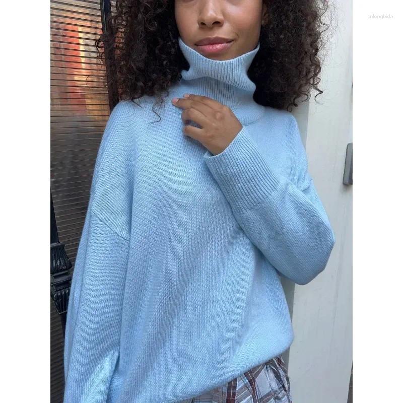 Women's Sweaters 2025 High Collar Sweater Explosive Comfortable Loose Versatile Set Head For Women In Europe And Spring